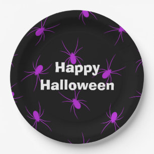 Happy Halloween Party Lila Spider Pappteller