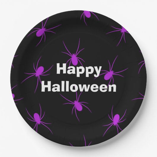 Happy Halloween Party Lila Spider Pappteller (Vorderseite)