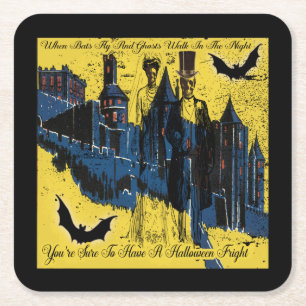 Happy Halloween Party mit Kostümskeletten Rechteckiger Pappuntersetzer