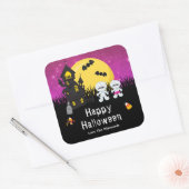 Happy Halloween Party Mummy Pink Quadratischer Aufkleber (Umschlag)
