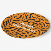 Happy Halloween Party Orange Bat Pappteller (Schrägansicht)