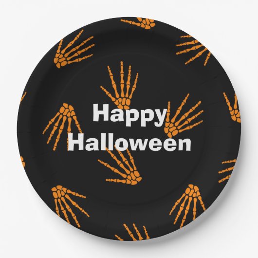 Happy Halloween Party Orange Bones Pappteller (Vorderseite)