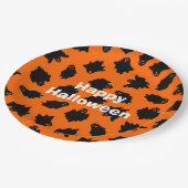 Happy Halloween Party Orange Ghost Pappteller (Schrägansicht)