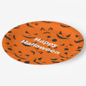 Happy Halloween Party Orange Pumpkin Lächeln Pappteller (Schrägansicht)