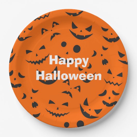 Happy Halloween Party Orange Pumpkin Lächeln Pappteller (Vorderseite)