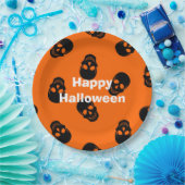 Happy Halloween Party Orange Skull Pappteller (Party)