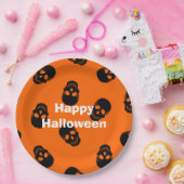 Happy Halloween Party Orange Skull Pappteller (Party)