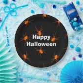 Happy Halloween Party Orange Spider Pappteller (Party)