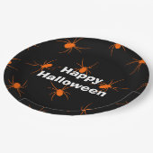 Happy Halloween Party Orange Spider Pappteller (Schrägansicht)