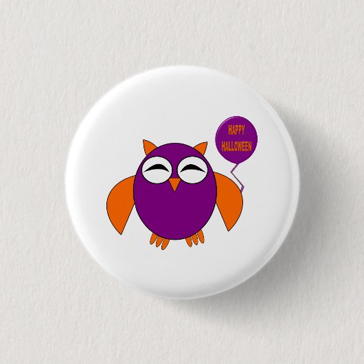Happy Halloween Party Owl Button (Vorderseite)