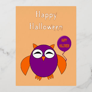 Happy Halloween Party Owl Custom Folien Feiertagspostkarte