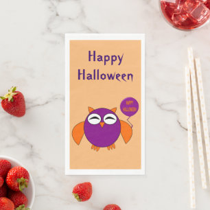 Happy Halloween Party Owl Custom Serviette