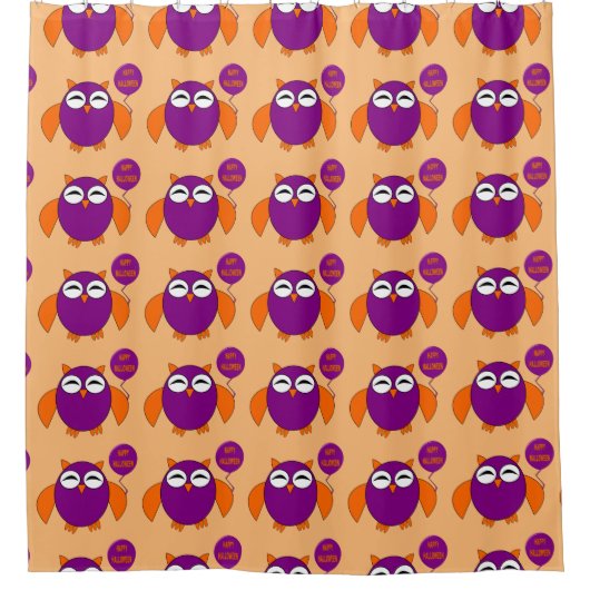 Happy Halloween Party Owl Duschvorhang (Vorderseite)