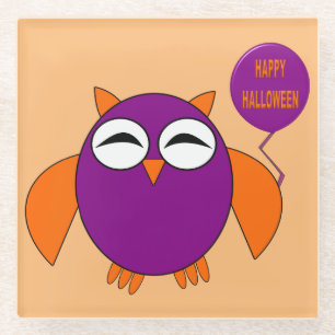 Happy Halloween Party Owl Glasuntersetzer