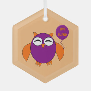 Happy Halloween Party Owl Ornament Aus Glas