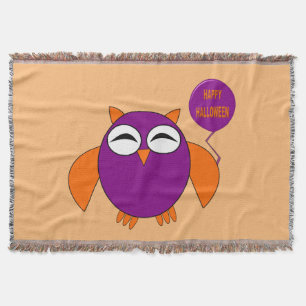 Happy Halloween Party Owl Throw Blanket Decke
