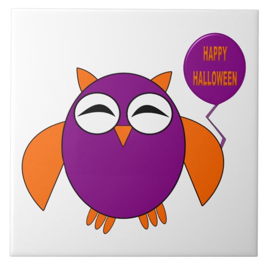 Happy Halloween Party Owl Tile Fliese (Vorderseite)