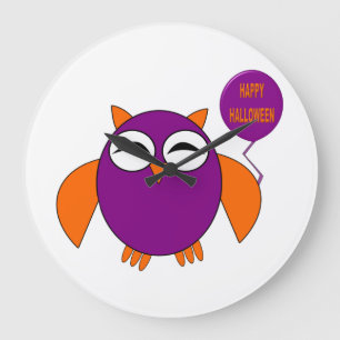 Happy Halloween Party Owl Wall Clock Große Wanduhr