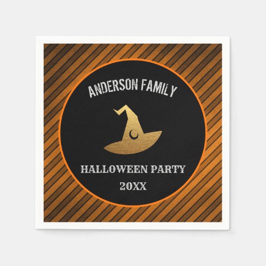 Happy Halloween Party Personalisiert Hexenhut Serviette (Vorderseite)