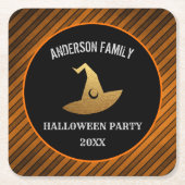 Happy Halloween Party Personalisiert Hexenhut trin Rechteckiger Pappuntersetzer (Vorderseite)