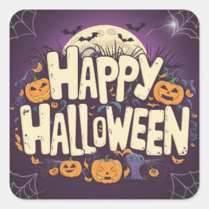 Happy Halloween - Party Quadratischer Aufkleber
