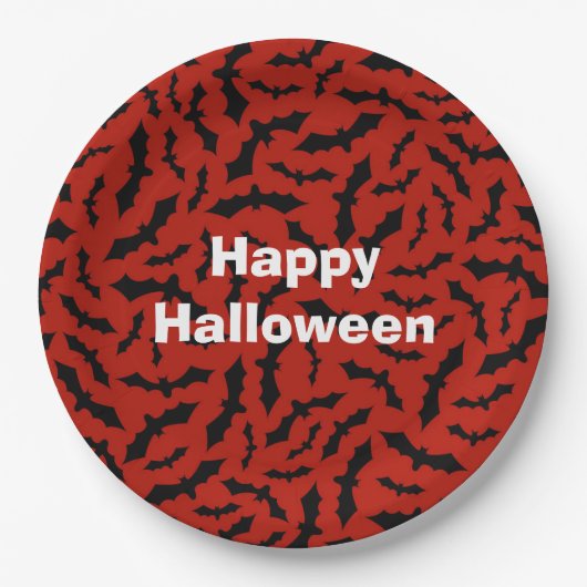 Happy Halloween Party Red Bat Pappteller (Vorderseite)