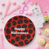 Happy Halloween Party Red Pumpkin Pappteller (Party)