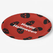 Happy Halloween Party Red Skull Paper Plate Pappteller (Schrägansicht)