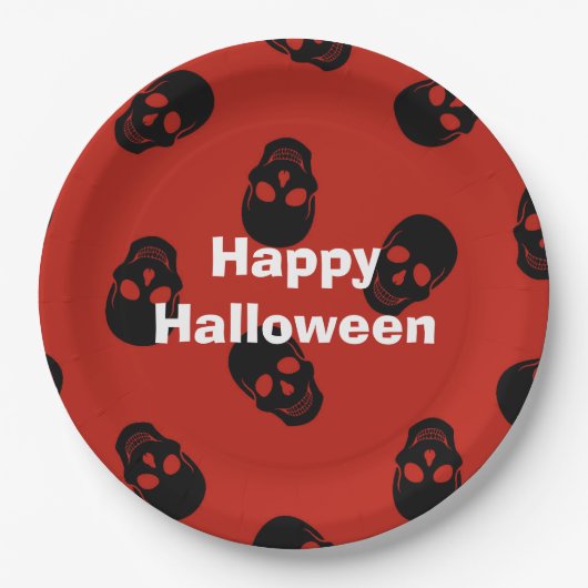 Happy Halloween Party Red Skull Paper Plate Pappteller (Vorderseite)