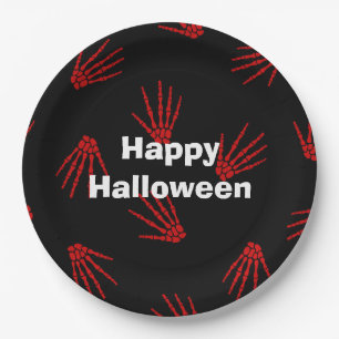 Happy Halloween Party Rote Knochen Pappteller