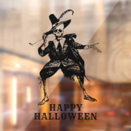 Happy Halloween Party Skeleton Gothic Vintag Fensteraufkleber
