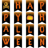 Happy Halloween Party Spinnennetz spooky Typografi Wimpelkette