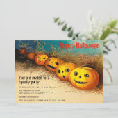 Happy Halloween Party Spooktacular Funny Pumpkins Einladung (Stehend Vorderseite)