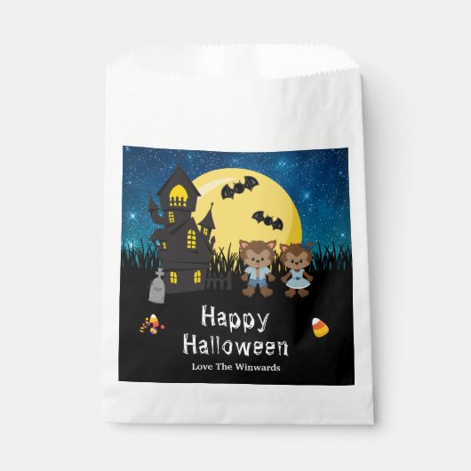 Happy Halloween Party Werewolf Blue Geschenktütchen (Vorderseite)