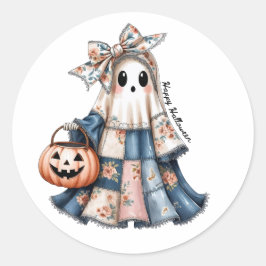 Happy Halloween-Patchwork-Geist Runder Aufkleber