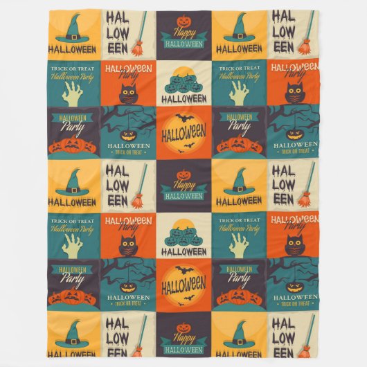 Happy Halloween Pattern Fleecedecke (Vorderseite)