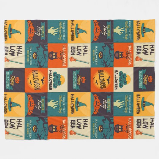 Happy Halloween Pattern Fleecedecke (Vorderseite (Horizontal))