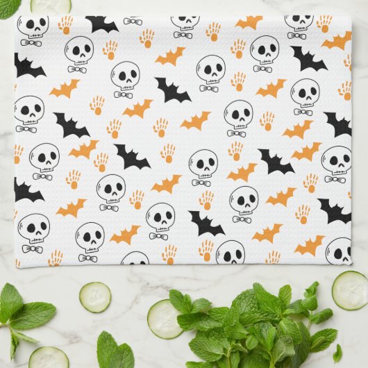 Happy Halloween Pattern Geschirrtuch (Gefaltet)