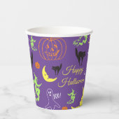 Happy Halloween Pattern Lila Pappbecher (Vorderseite)