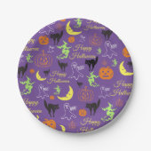 Happy Halloween Pattern Lila Pappteller (Vorderseite)