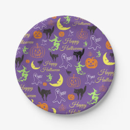 Happy Halloween Pattern Lila Pappteller