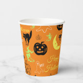 Happy Halloween Pattern Orange Pappbecher (Rückseite)