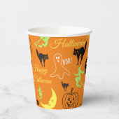 Happy Halloween Pattern Orange Pappbecher (Links)
