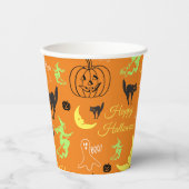 Happy Halloween Pattern Orange Pappbecher (Vorderseite)