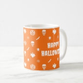 Happy Halloween Pattern Orange White Kaffeetasse (VorderseiteRechts)