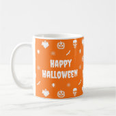 Happy Halloween Pattern Orange White Kaffeetasse (Links)