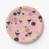 Happy Halloween Pattern Pink Pappteller (Vorderseite)