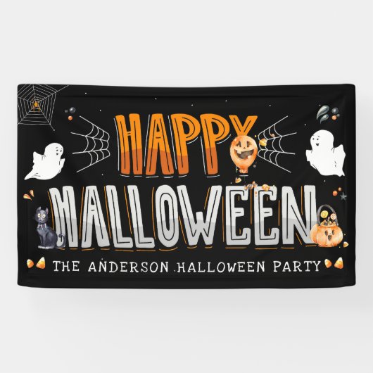 Happy Halloween | Personalisiertes Halloween-Party Banner (Horizontal)