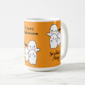 Happy Halloween Personalize NAME Ghosts Bat Kaffeetasse (VorderseiteRechts)