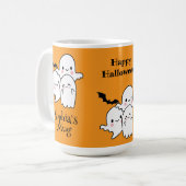 Happy Halloween Personalize NAME Ghosts Bat Kaffeetasse (Vorderseite Links)